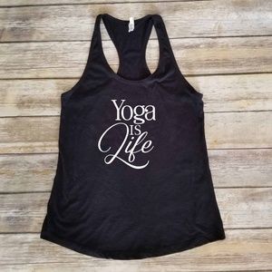 Yoga is Life - stretchy black workout shirt
